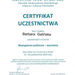 Certyfikat Wystąpienia publiczne
