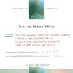 Certyfikat Toksyna botulinowa (botoks)